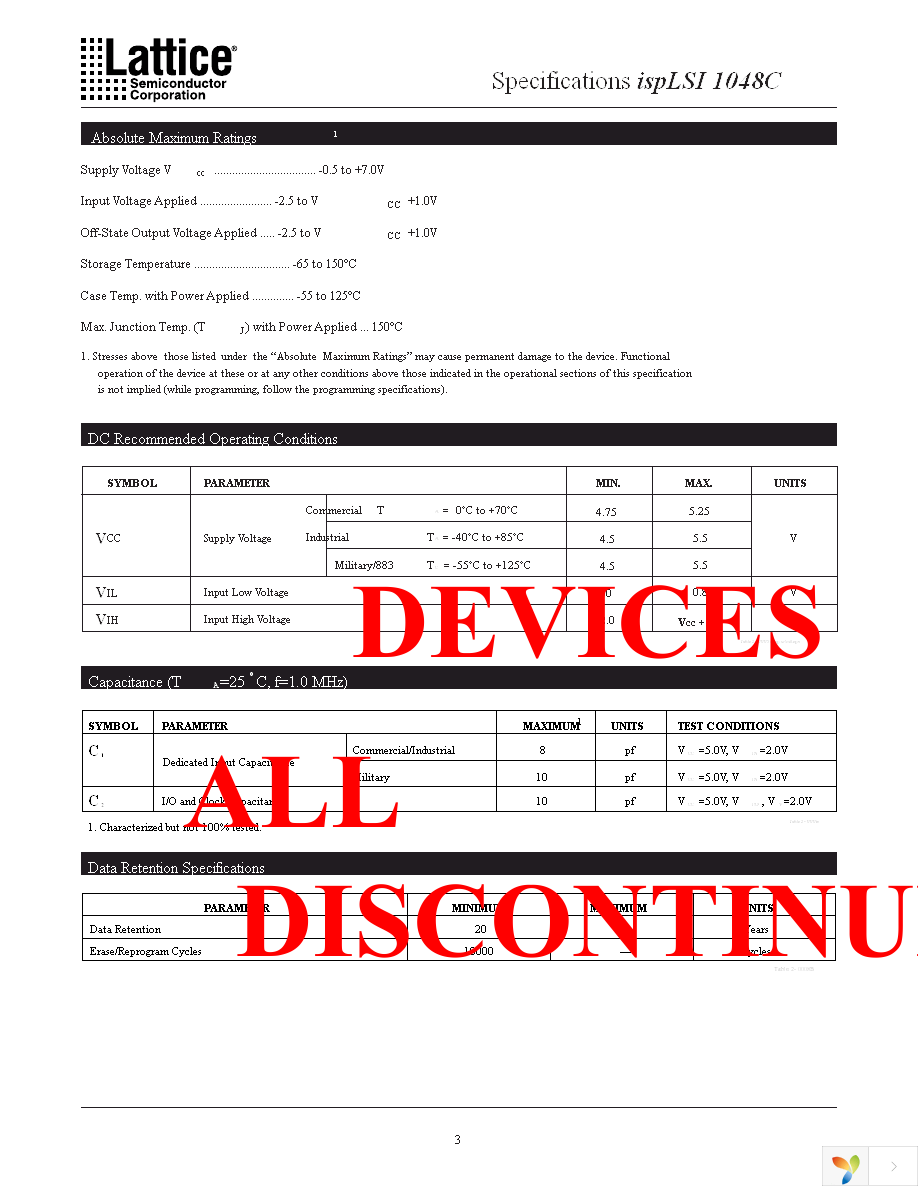 ISPLSI 1048C-50LQ Page 4